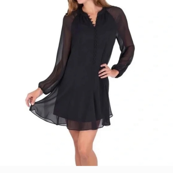 New without tags $378 Joie Balloon Sleeve Dress black caviar Size Medium - Picture 2 of 5